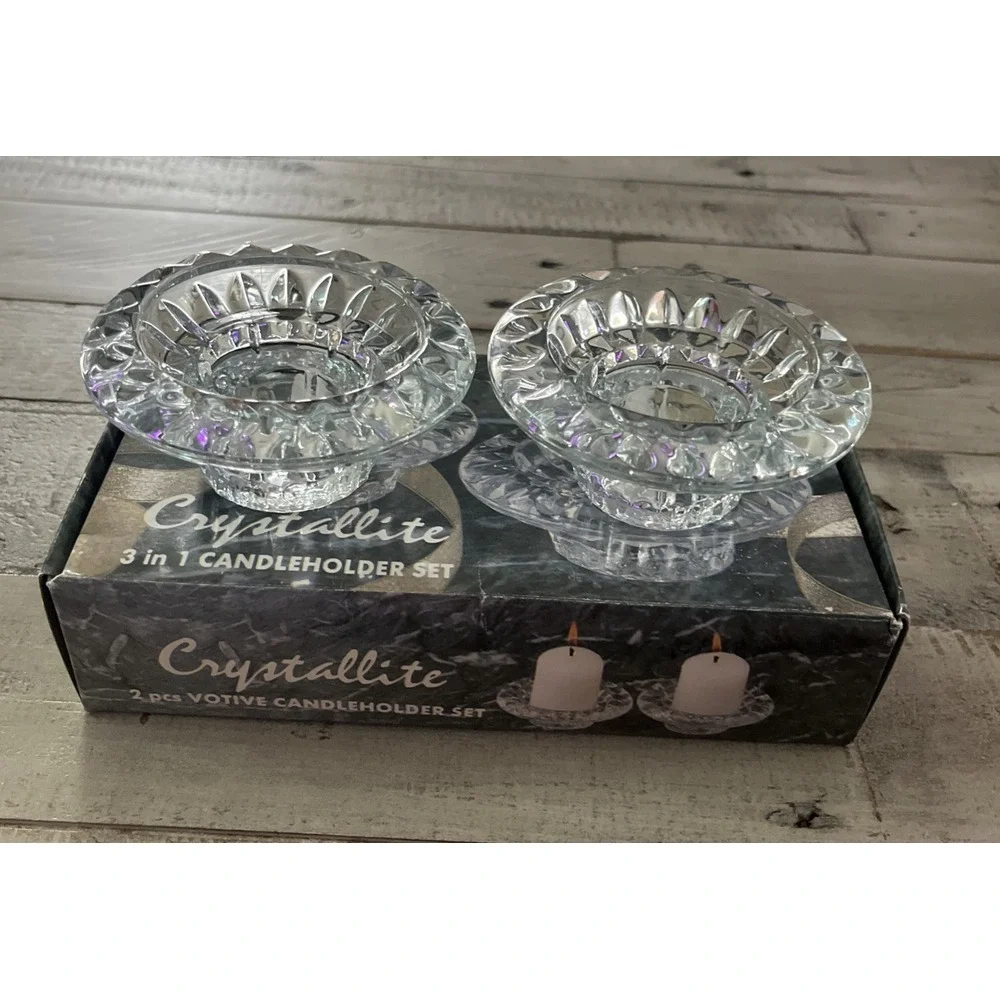 Crystallite Crystal Glass 3-in-1 Candleholder Set‎ - Open Box